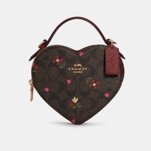Coach Heart Crossbody In Signature Canvas With Heart Petal Print